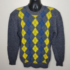 VTF DUKE OF MARLBOROUGH Men's Medium Sweater Argyle New Wool Crew Neck England